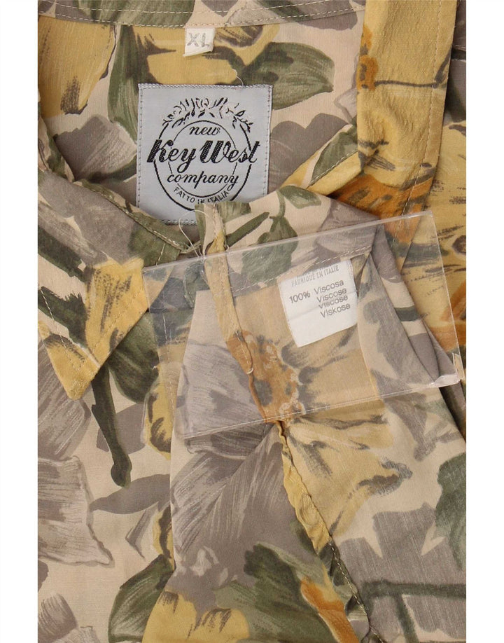 Key West herreskjorte XL flerfarvet blomsterviscose