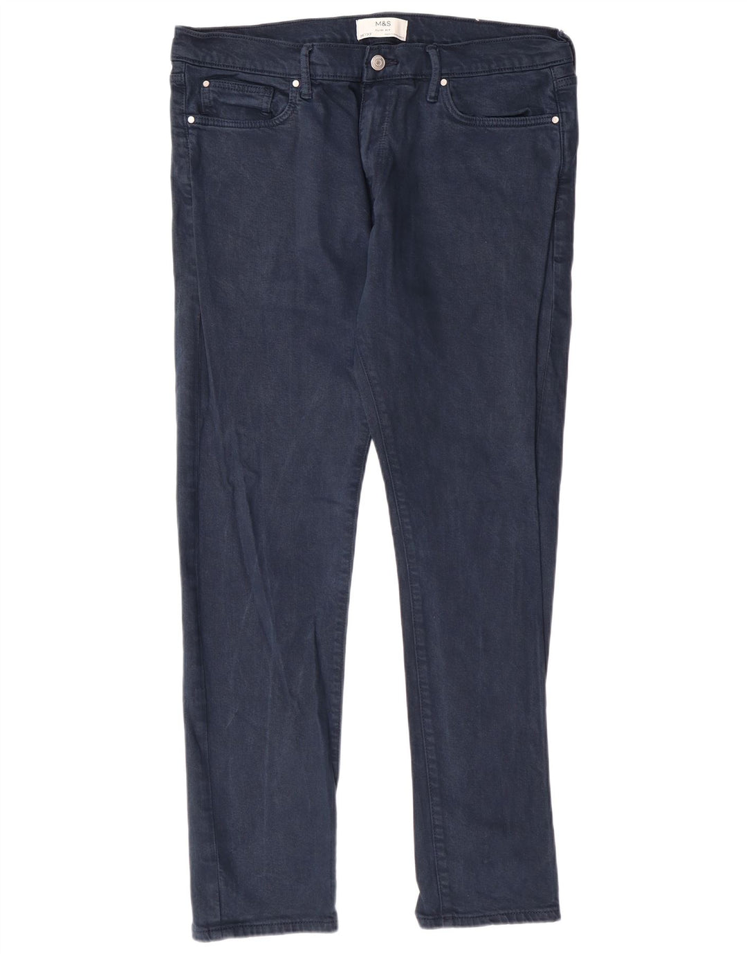 MARKS & SPENCER Slim Jeans til mænd W36 L30 Marineblå bomuld Classic