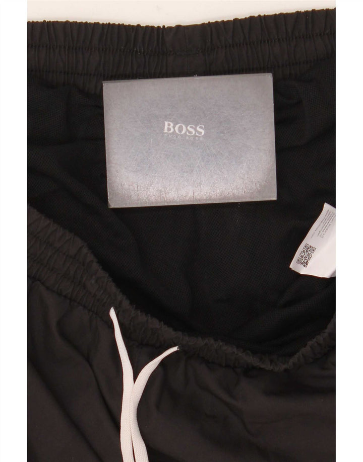Hugo Boss Grafiske badeshorts til mænd, store sorte polyester
