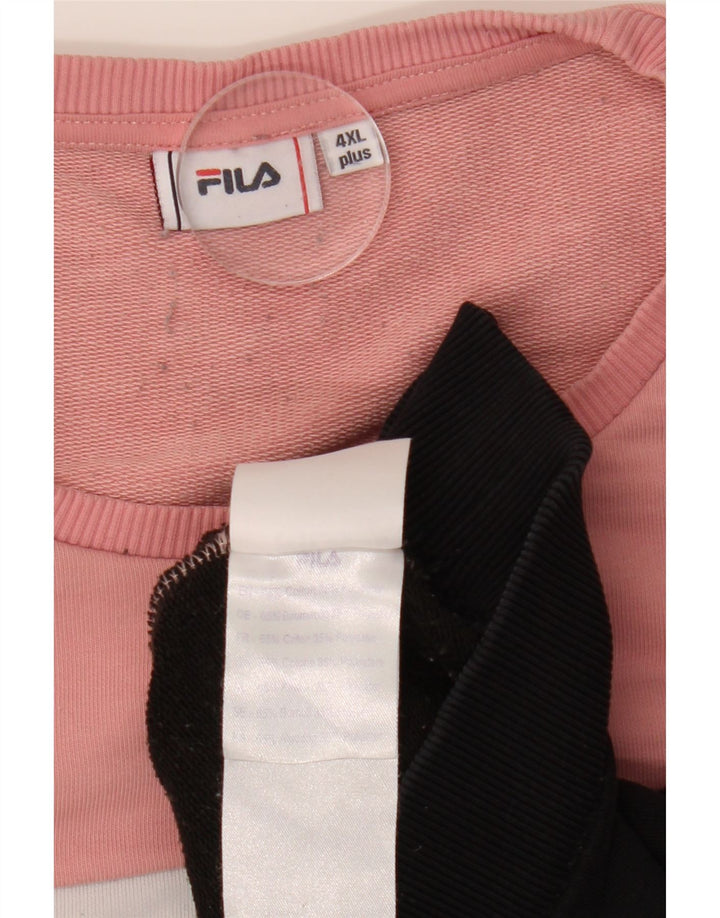 FILA Grafisk Sweatshirt Jumper til kvinder UK 24 4XL Pink Colourblock Bomuld