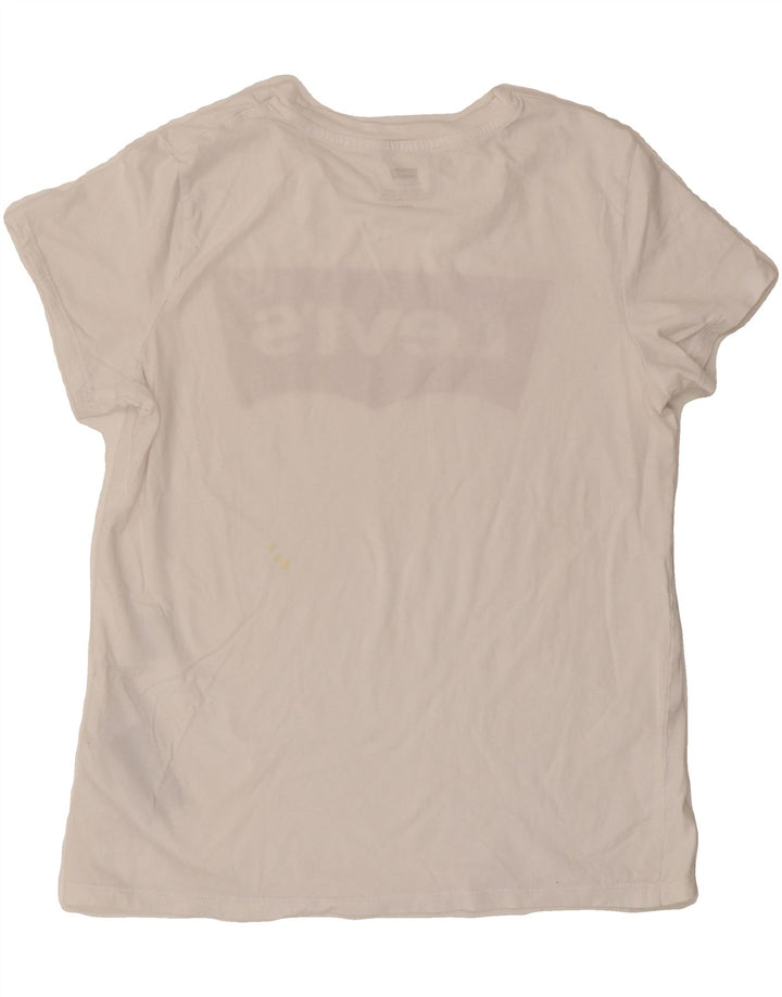 LEVI'S Womens Graphic T-Shirt Top UK 10 Small White Cotton Vintage Levi's and Second-Hand Levi's from Messina Hembry 