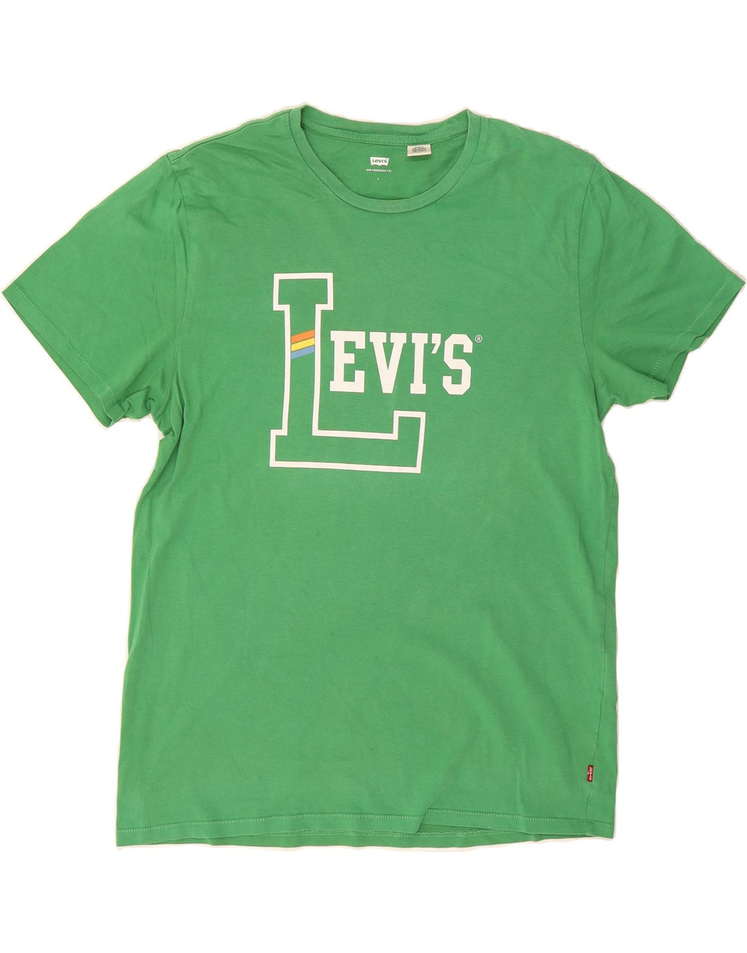 LEVI'S Mens Graphic T-Shirt Top Large Green Cotton Vintage Levi's and Second-Hand Levi's from Messina Hembry 