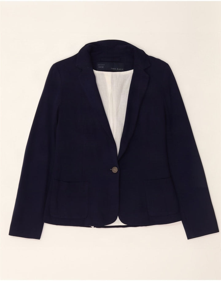 Zara Dame 1 Knap Blazer Jacket UK 10 Small Navy Blue