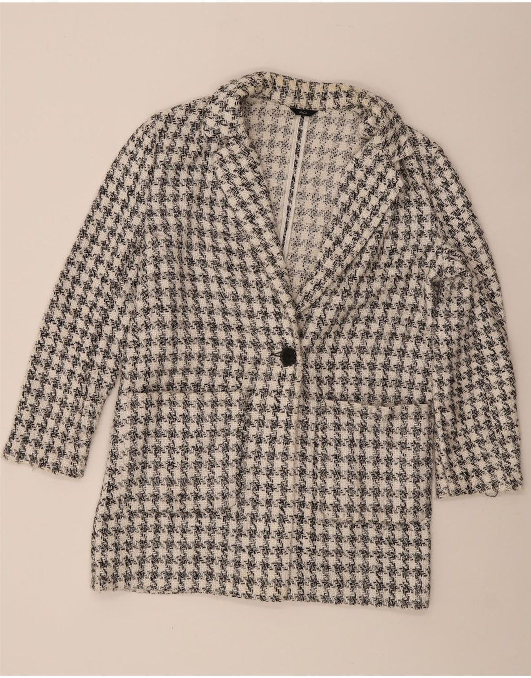 M&Co Dame 1-knaps blazerjakke UK 14 Medium White Houndstooth