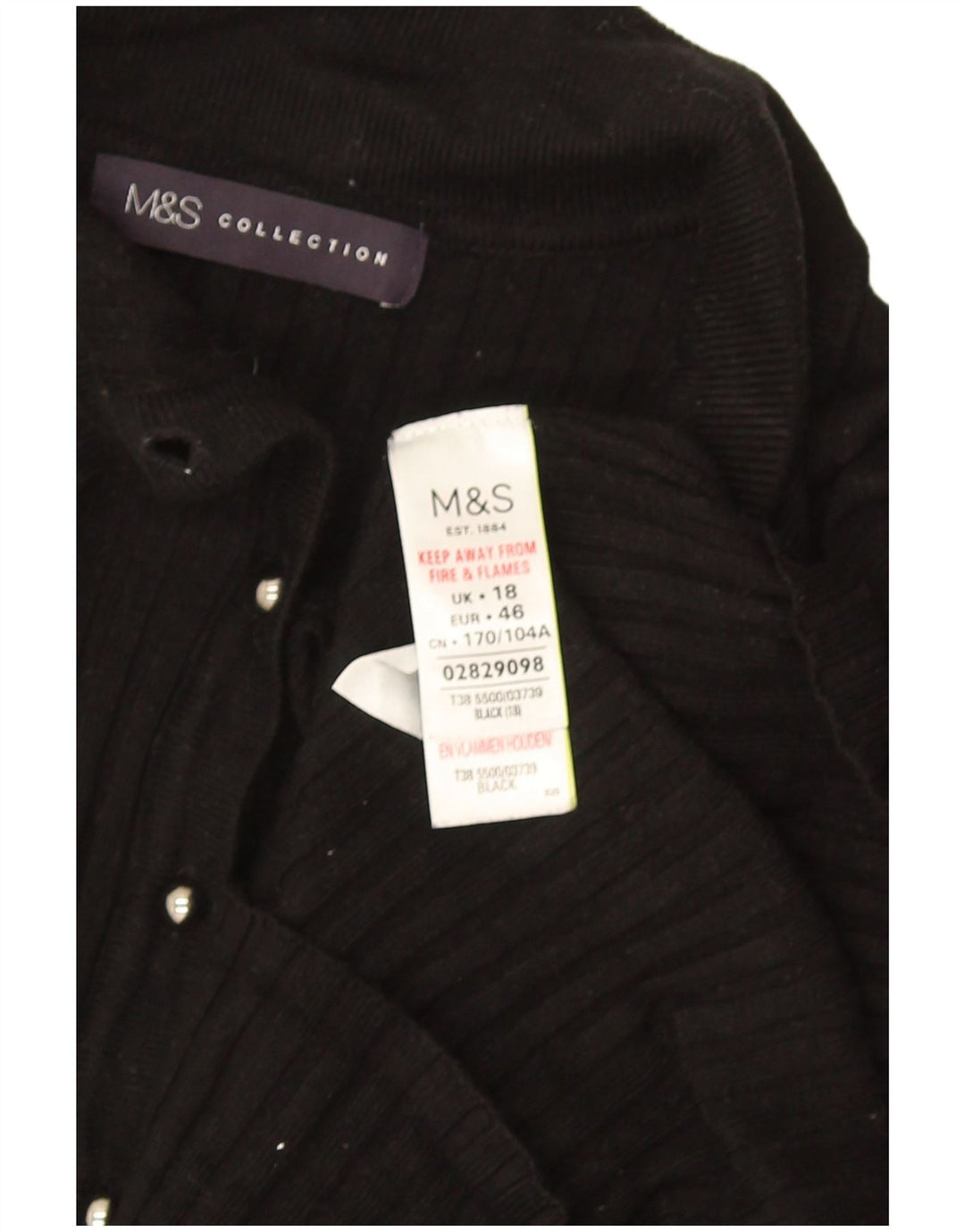 Marks & Spencer Dame Polo Shirt UK 18 XL Sort Viscose