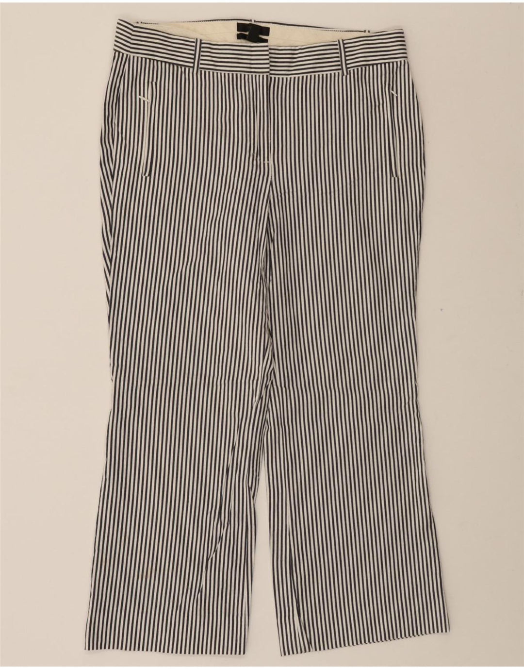 J. CREW Womens Cropped Trousers US 8 Medium W33 L24 Navy Blue Pinstripe Vintage J. Crew and Second-Hand J. Crew from Messina Hembry 