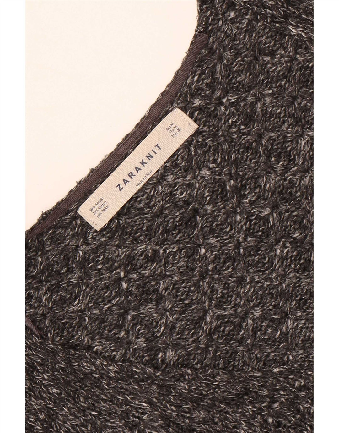 Zara Womens Crop Oversized V-hals sweater UK 14 Medium Grey Flecked