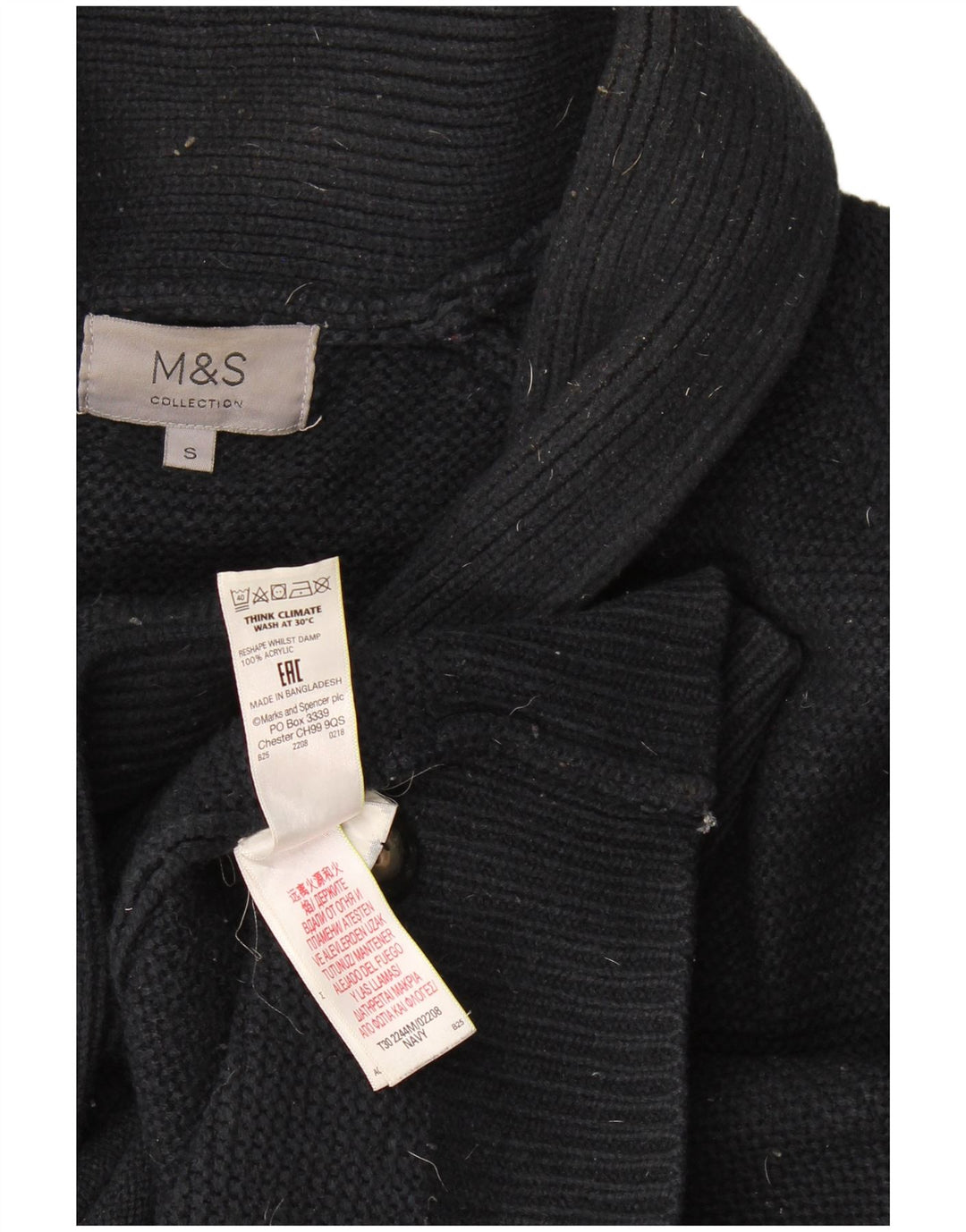 Marks & Spencer Herre Cardigan Sweater Lille marineblå akryl