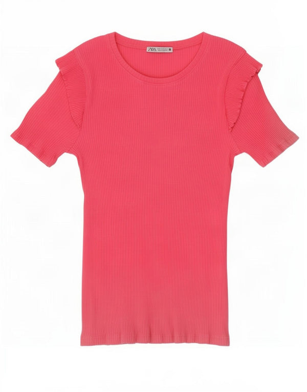 Zara T-Shirt Top UK 12 Medium Pink