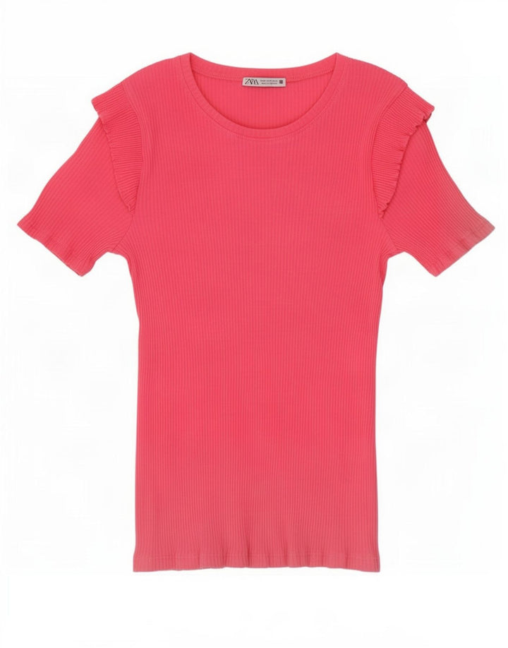 Zara T-Shirt Top UK 12 Medium Pink