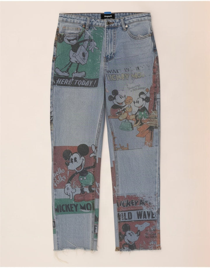 Desigual Dame Disney Straight Jeans EU 38 Medium W28 L26 Blue Patchwork