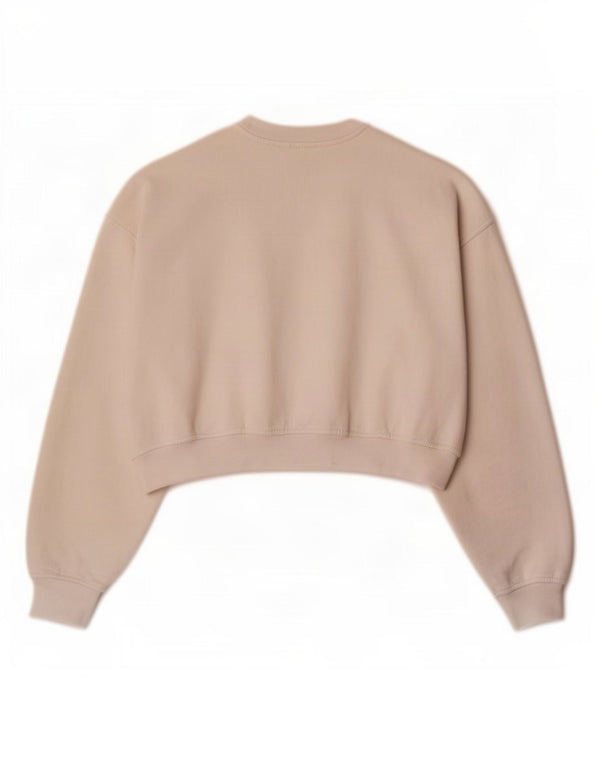 Zara Womens Crop Sweatshirt Jumper UK 14 Medium Off White Bomuld
