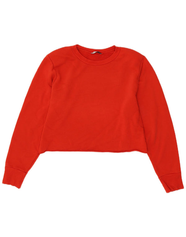 Zara Dame Trafaluc Crop Sweatshirt Jumper UK 16 Large Red