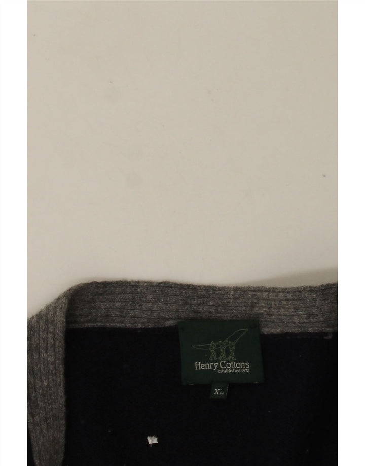 HENRY COTTONS Cardigan sweater til mænd XL Marineblå Colourblock