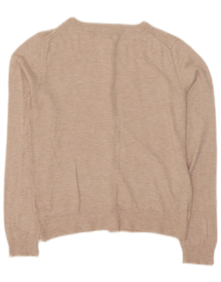 Marks & Spencer Womens Crop Cardigan Sweater UK 10 Small Beige Viscose