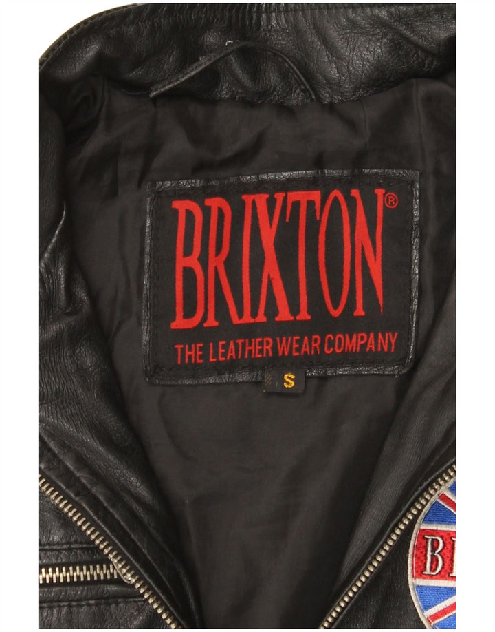 BRIXTON Læderjakke til kvinder UK 10 Lille sort Colourblock Læder