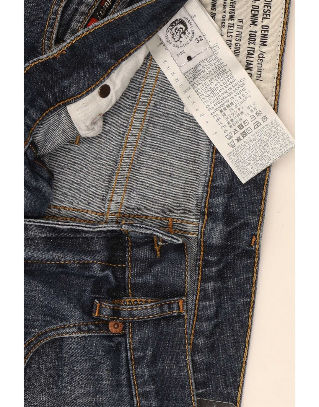 Diesel Herre Slim Jeans W32 L30 Navy Blue Lyocell