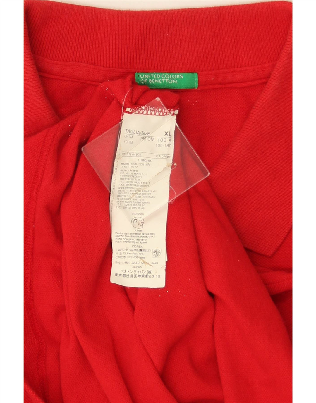 BENETTON Herre poloshirt XL Rød Bomuld