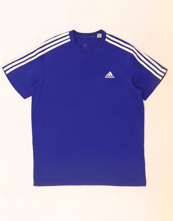 Adidas T-shirt top mellemblå bomuld til mænd