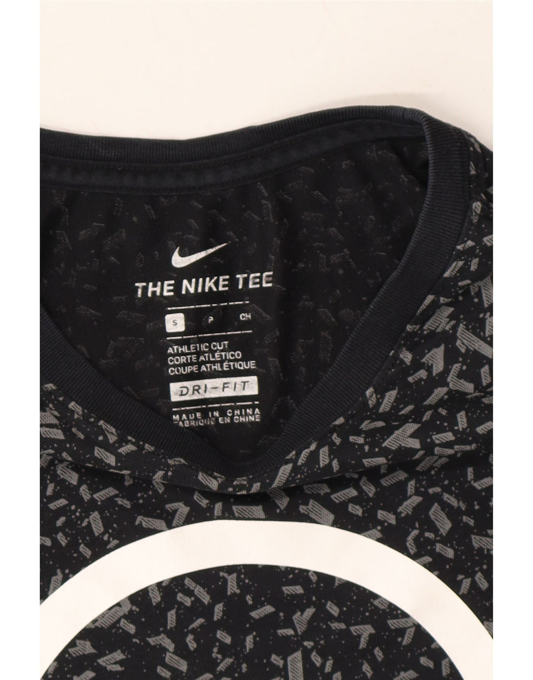 NIKE Mens Dri Fit Graphic T-Shirt Top Small Black Spotted Vintage Nike and Second-Hand Nike from Messina Hembry 