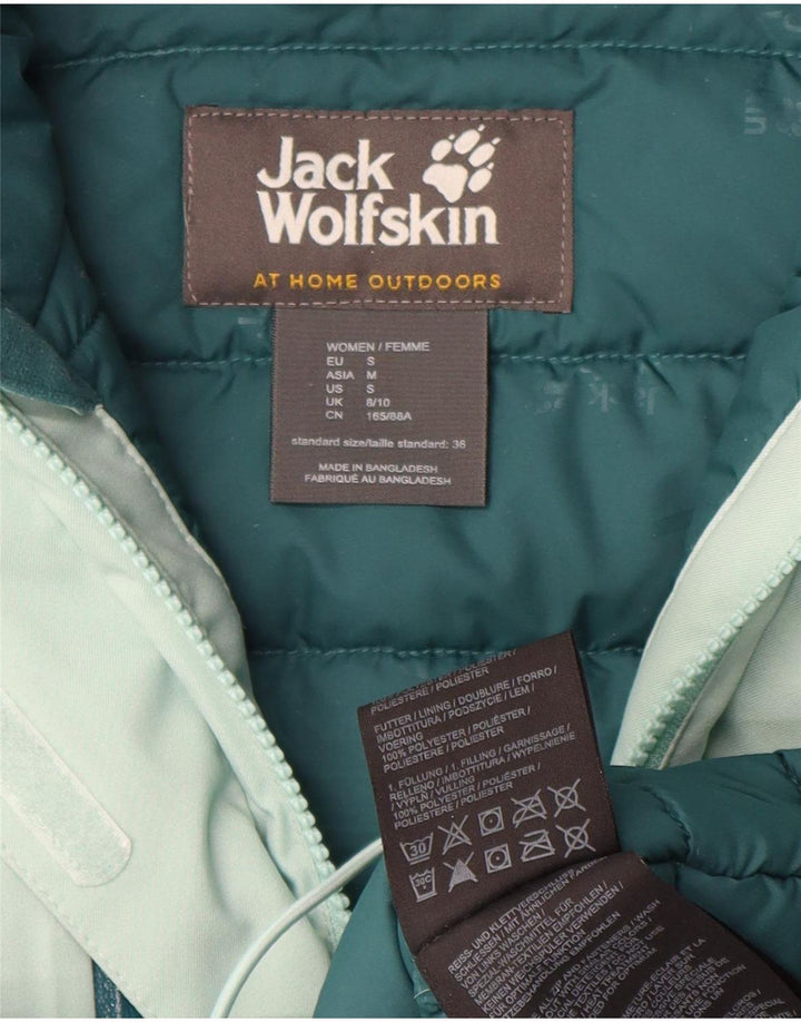 Jack Wolfskin Dame Hætte Oversized Polstret Jakke UK 8/10 Small Green