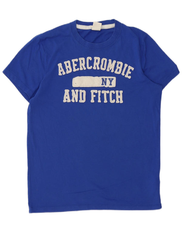 ABERCROMBIE & FITCH Muscle Graphic T-Shirt Top Medium Blue Bomuld