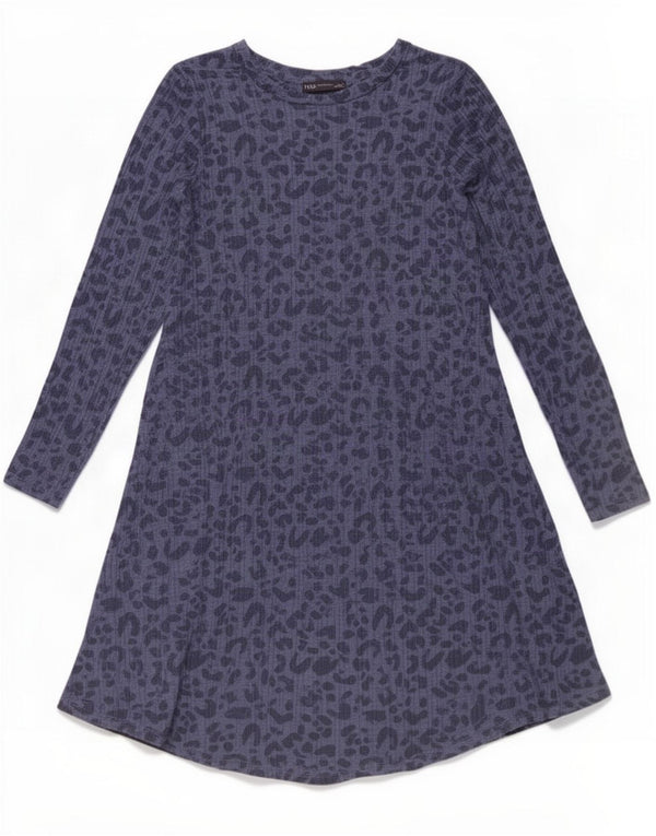 Marks & Spencer Dame A-Line Kjole UK 14 Medium Navy Blue Animal Print
