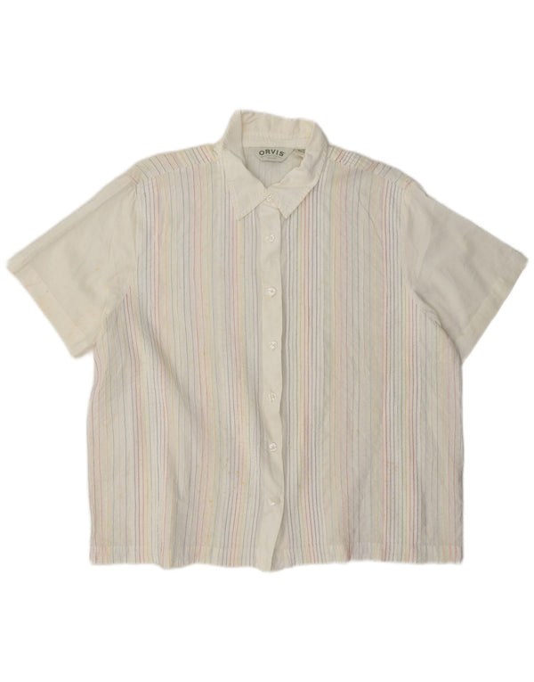 Orvis Dame Kortærmet Overshirt Shirt UK 16 Large White Pinstripe