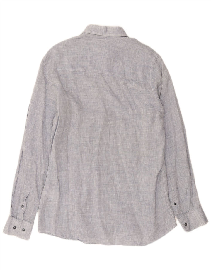 Trussardi herreskjorte str. 39 Medium Blue Flecked Linen