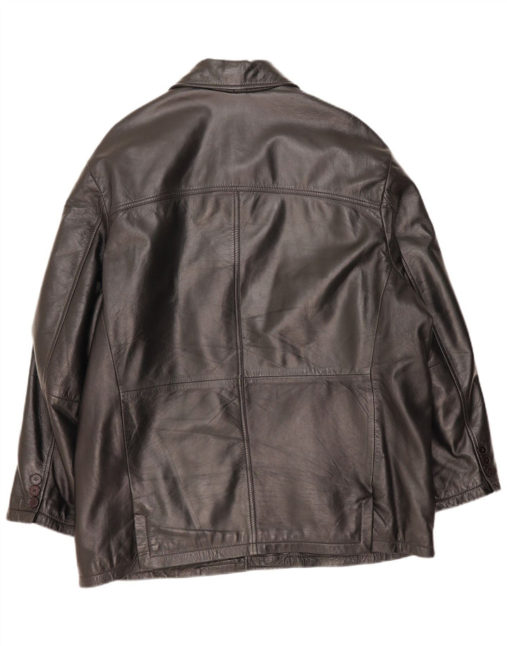 Vintage Herre Læderjakke EU 54 2XL Sort Læder