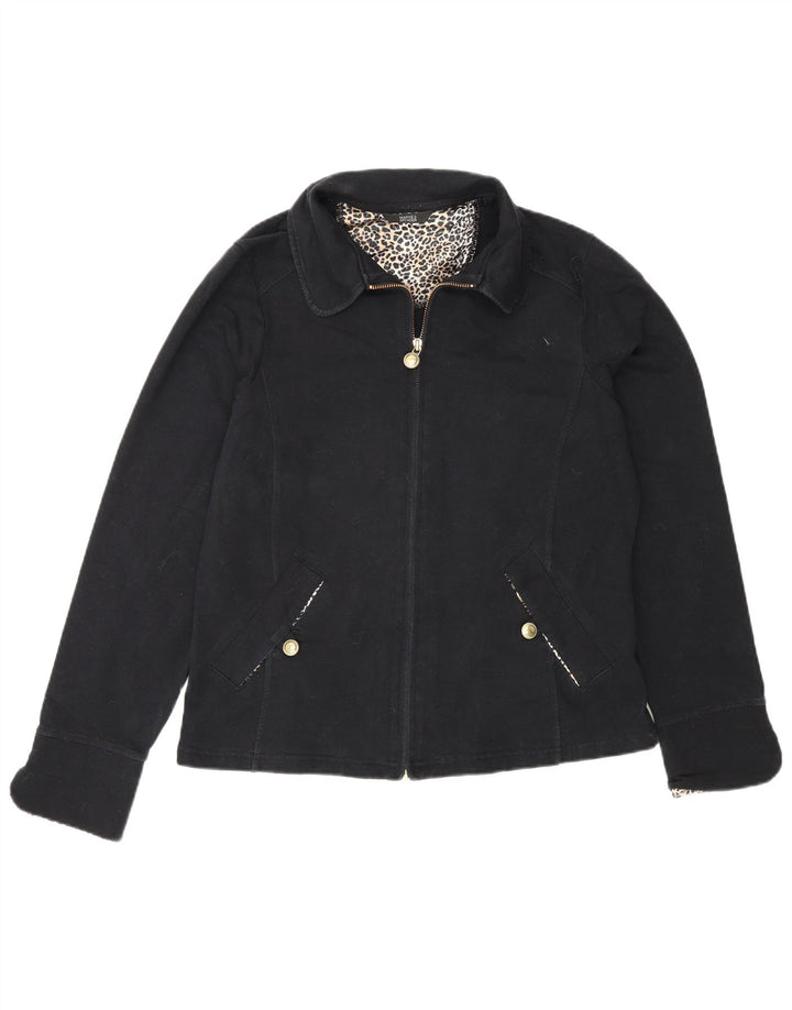 Marks & Spencer Womens Bomber Jacket UK 14 Medium Black Bomuld