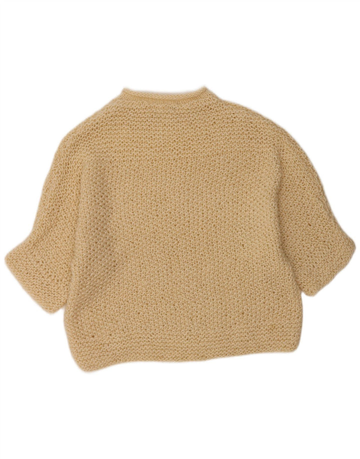 VINTAGE Dame sweater med rund hals i overstørrelse UK 18 XL Off White