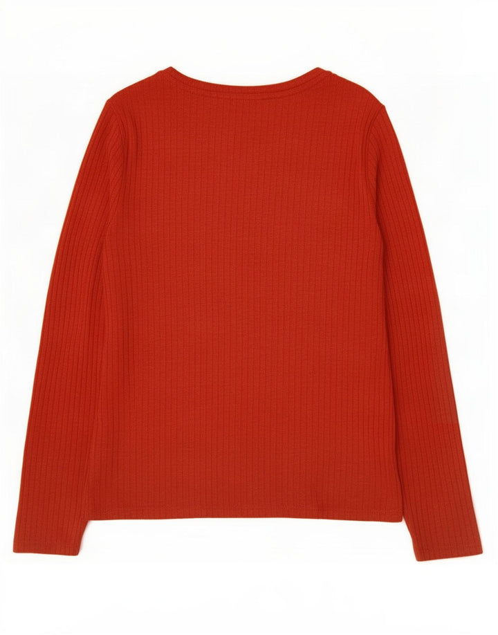 Marks & Spencer Dame Top Langærmet UK 16 Stor Rød Polyester