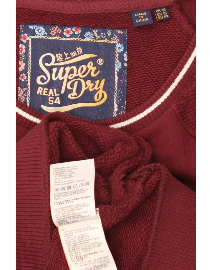 Superdry Womens Grafisk Oversized Sweatshirt Jumper UK 14 Large Maroon