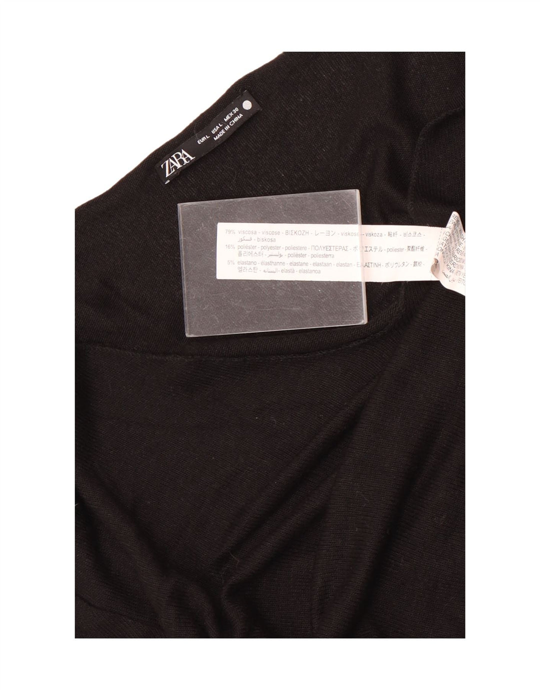 Zara Dame Top Langærmet UK 14 Stor Sort Viscose