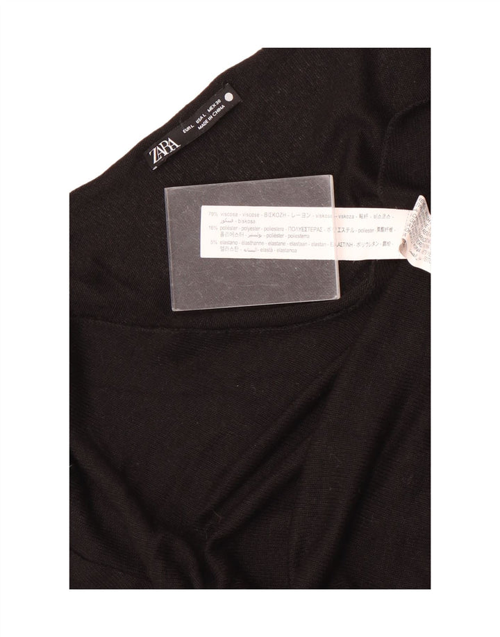 Zara Dame Top Langærmet UK 14 Stor Sort Viscose