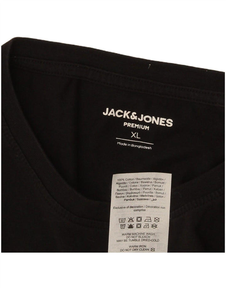 Jack & Jones Herre T-Shirt Top XL Sort Bomuld