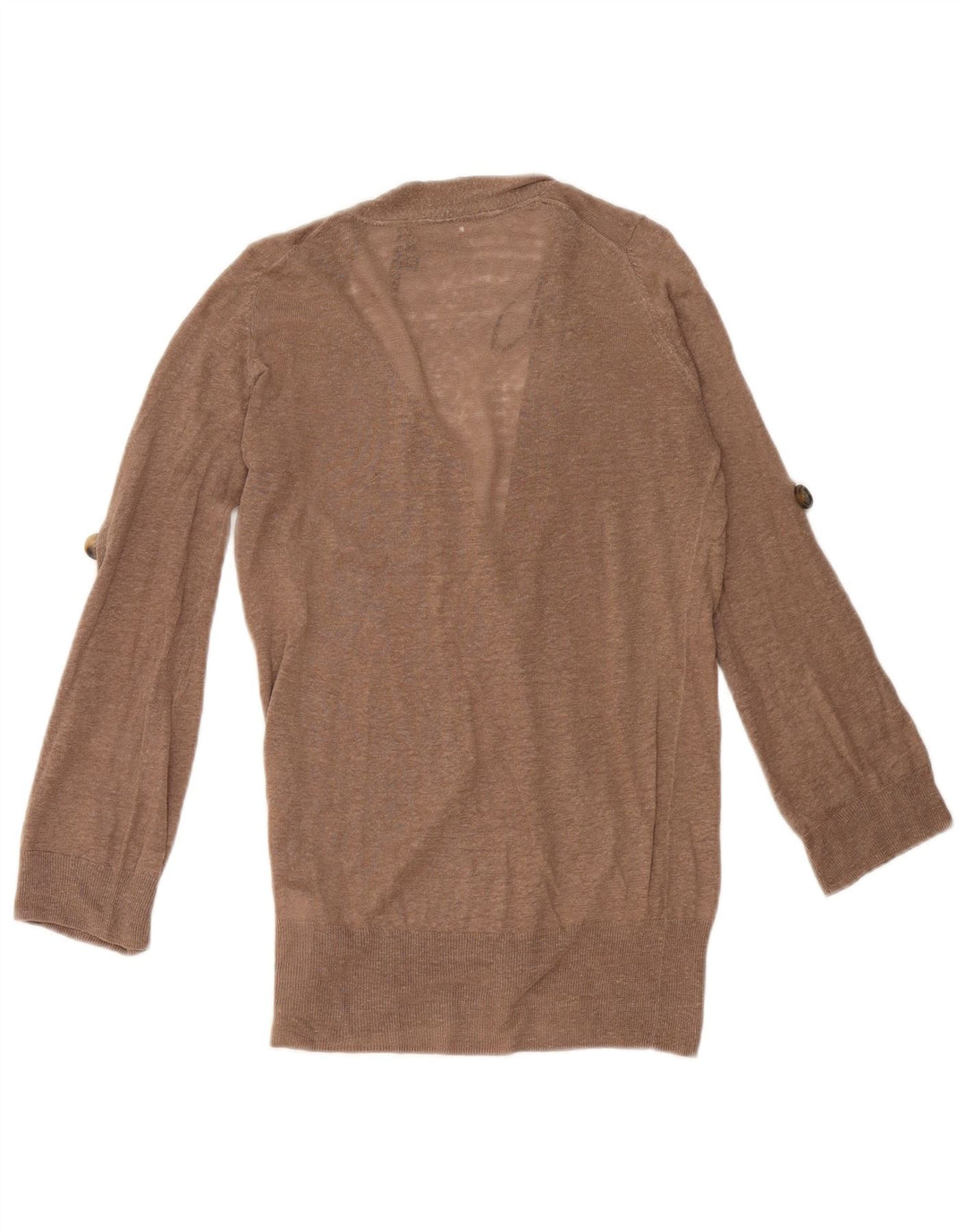 Massimo Dutti Dame Cardigan Sweater UK 10 Small Brown Linen