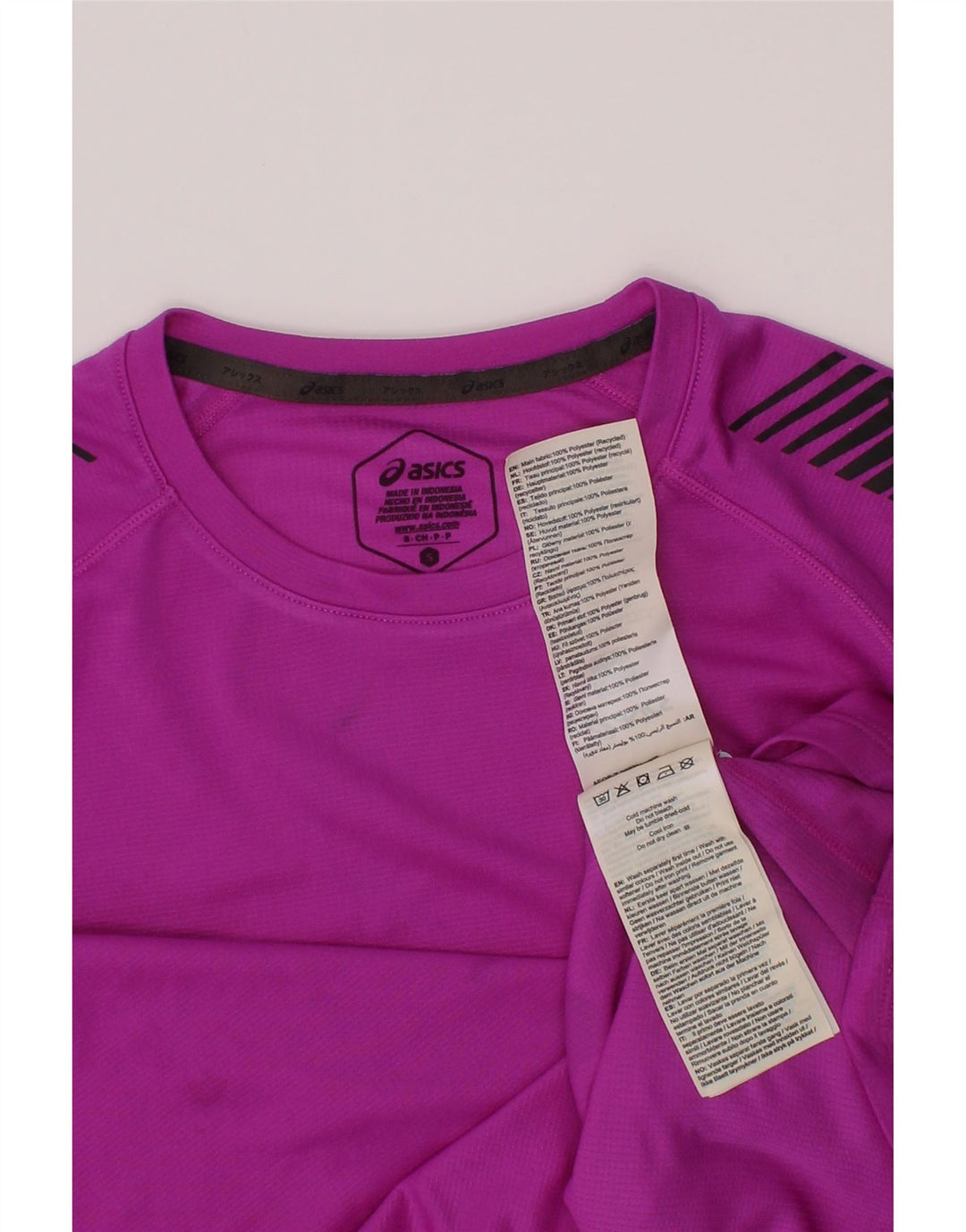 Asics Boys T-Shirt Top 10-11 år Lille lilla stribet polyester