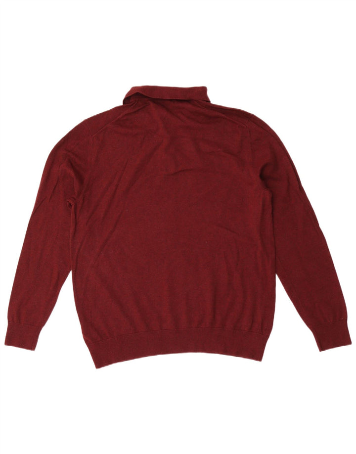 Marks & Spencer Herre Polo Neck sweater Medium Maroon Bomuld