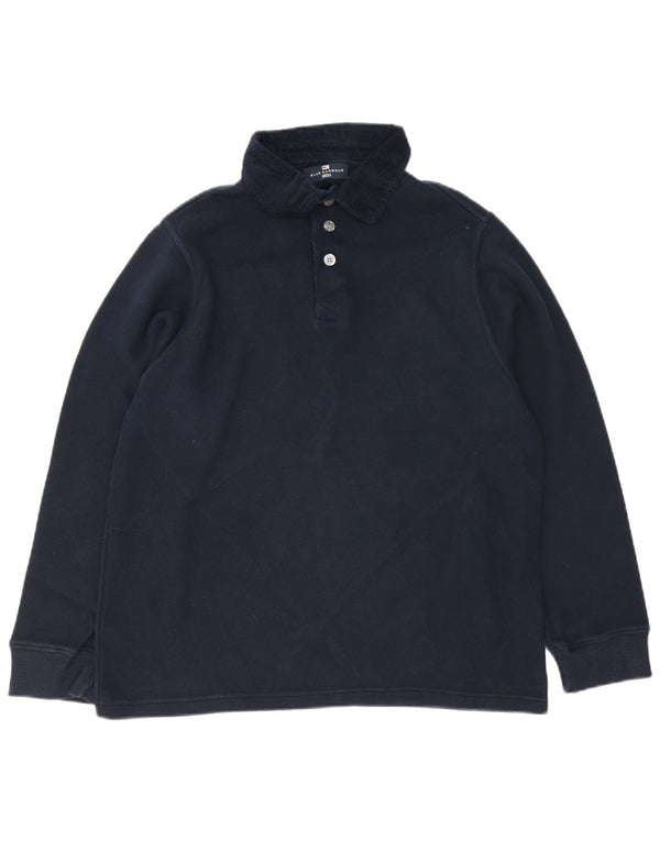 Marks & Spencer Mens Blue Harbour Long Sleeve Polo Shirt Medium Navy Cotton
