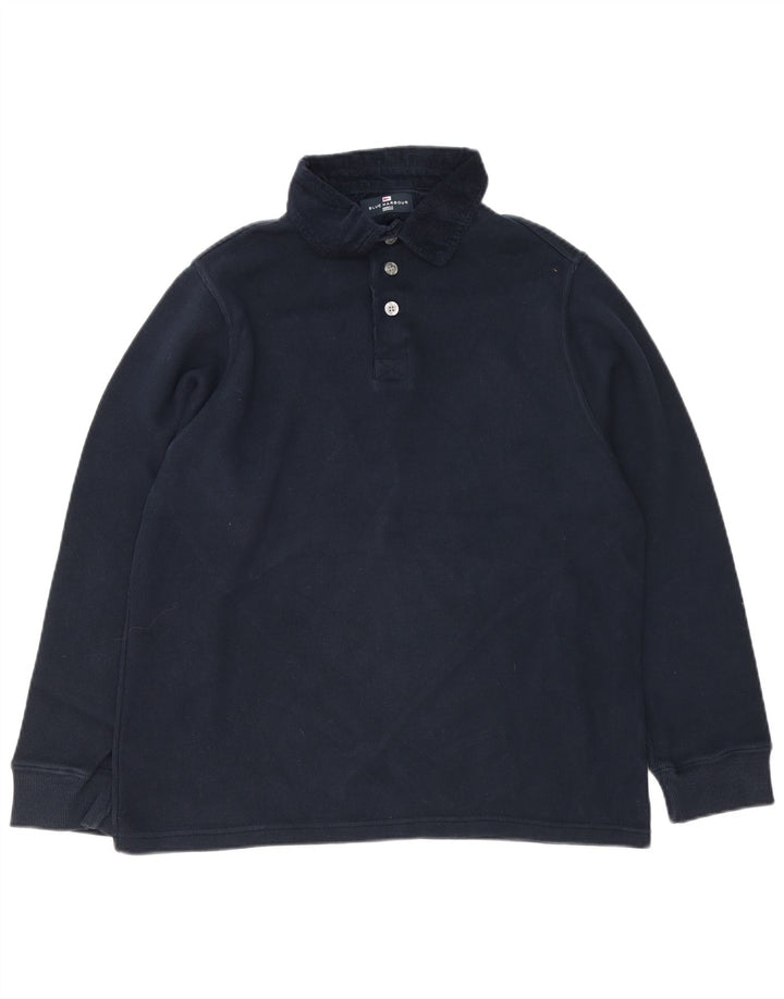 Marks & Spencer Herre Blue Harbor langærmet poloshirt Medium Navy bomuld