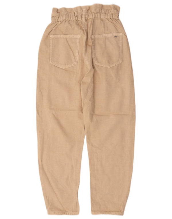 Zara Højtaljede koniske jeans til kvinder EU 36 XS W26 L25 Beige Bomuld