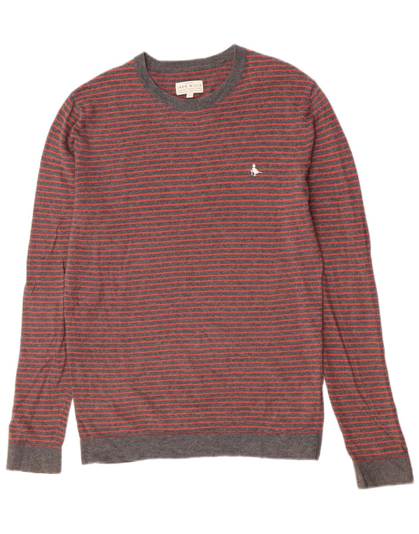 Jack Wills Herre sweater med rund hals XS grå stribet bomuld