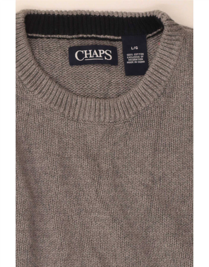 Chaps Herre Regular Fit Crew Neck Jumper Sweater Stor Grå Bomuld
