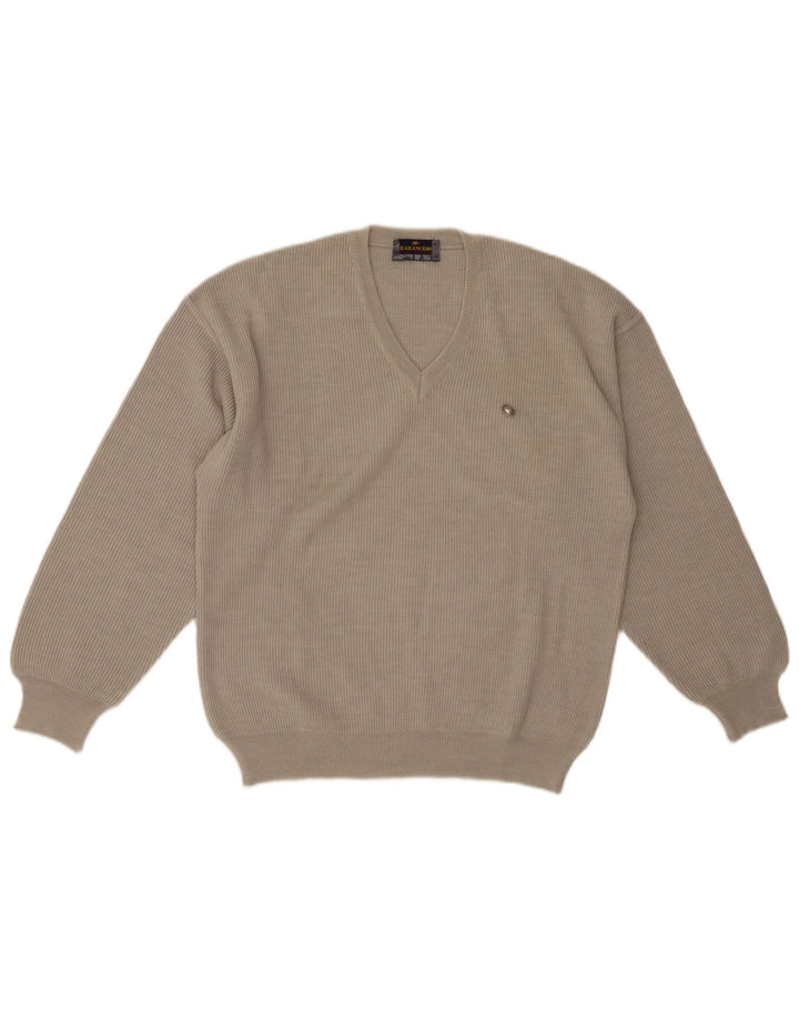 IL GRANCHIO Herre V-hals sweater Medium Beige Uld