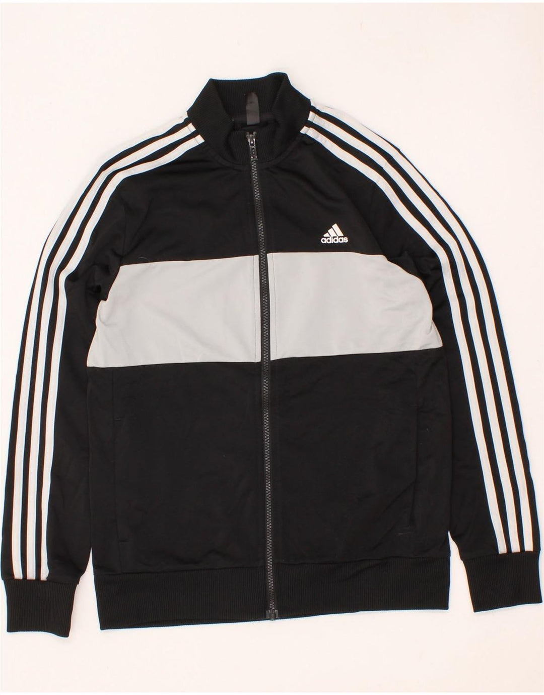 ADIDAS Boys Tracksuit Top Jacket 13-14 Years Black Colourblock Polyester Vintage Adidas and Second-Hand Adidas from Messina Hembry 