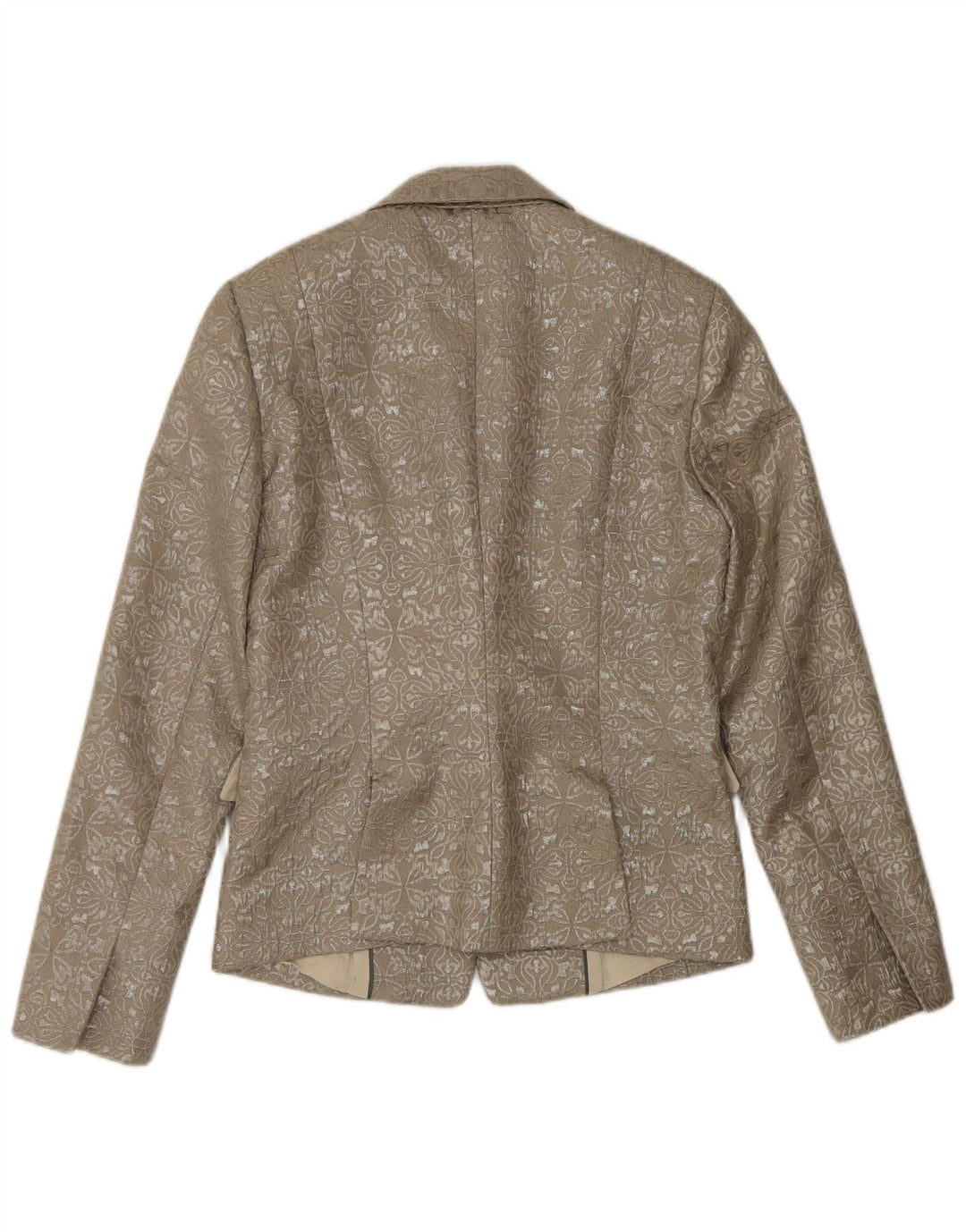 Stefanel Dame 1-knaps blazerjakke EU 38 Medium Beige Paisley Polyester