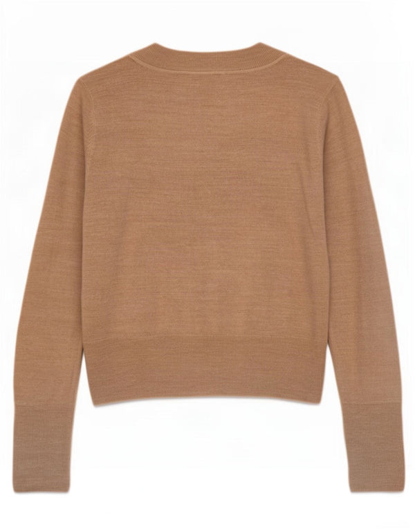 Marks & Spencer Dame Crop Cardigan Sweater UK 14 Stor Beige Akryl
