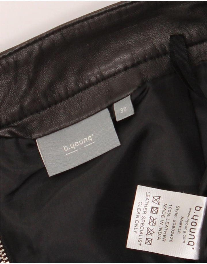B.Young Womens Mini Læder Nederdel EU 38 Medium W30 Sort Læder